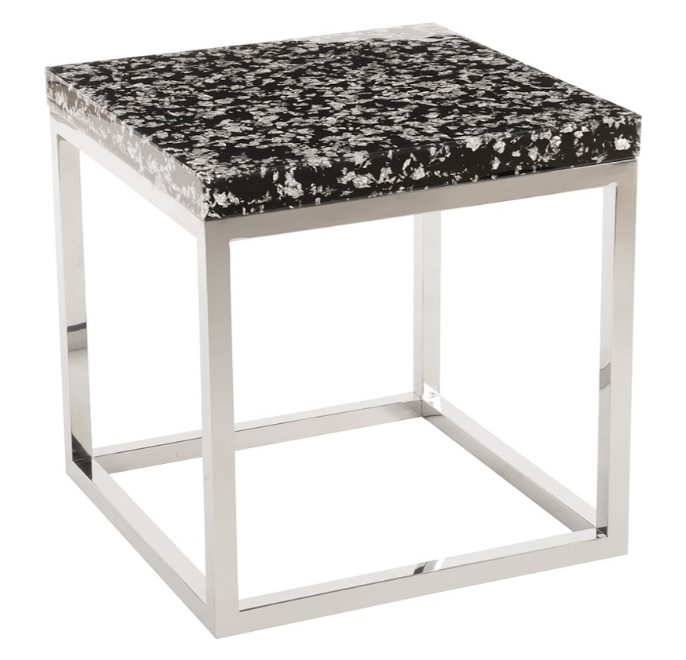 Captured Silver Flake End Table with SS Base