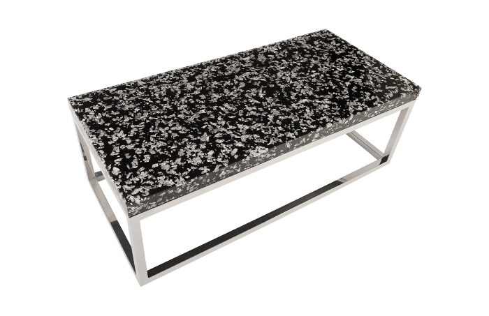 Captured Silver Flake Coffee Table Rectangle with SS Base