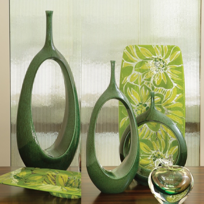 Open Oval Ring Vase-Emerald-Med