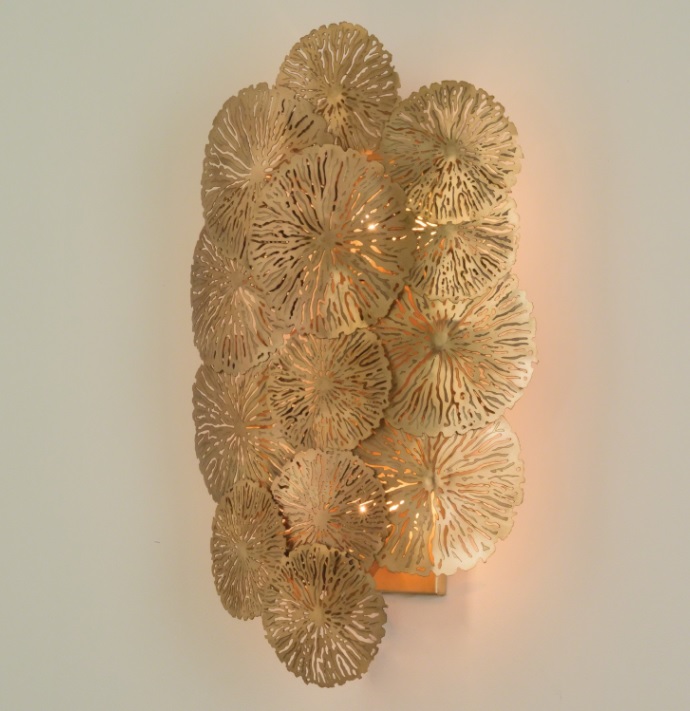 Lily Pad Wall Sconce-Antique Brass