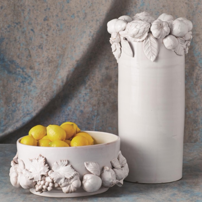 Della Robbia Vase-Antique White