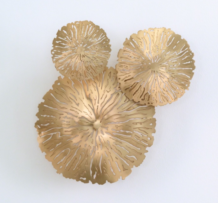 S/3 Lily Pad Clusters-Antique Brass