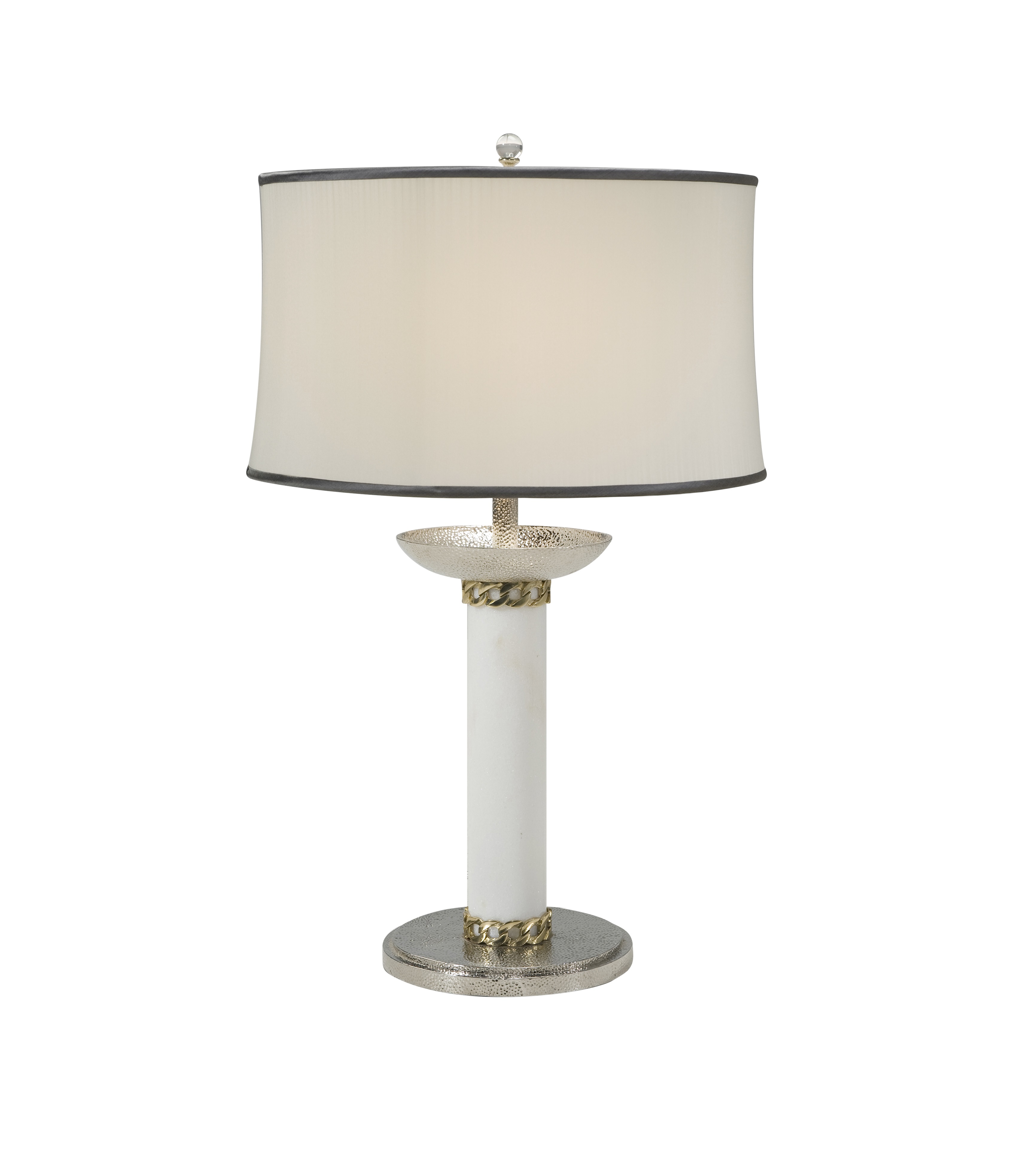 NICKEL PLATED BRASS BASE TABLE LAMP
