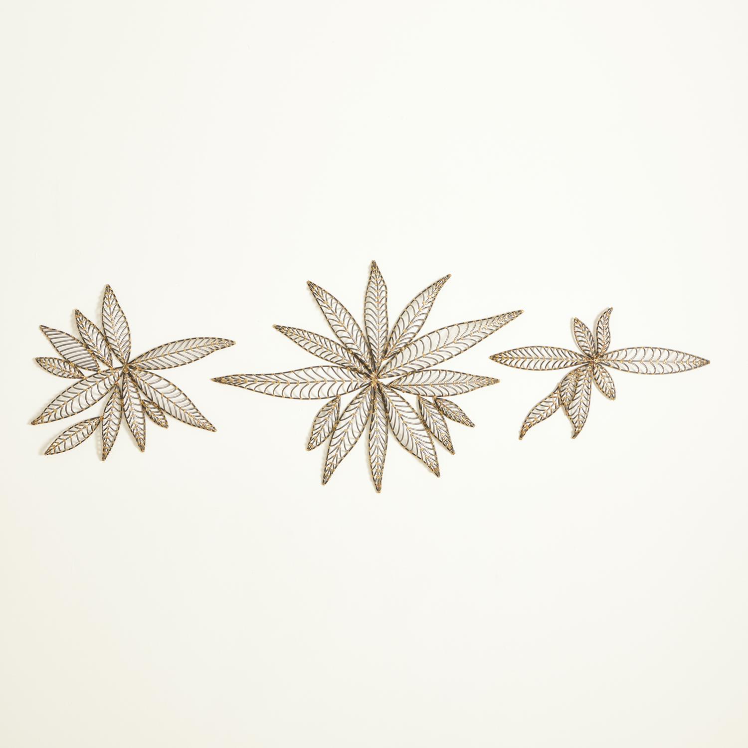 S/3 LEAF WALL DECOR-NATURAL IRON