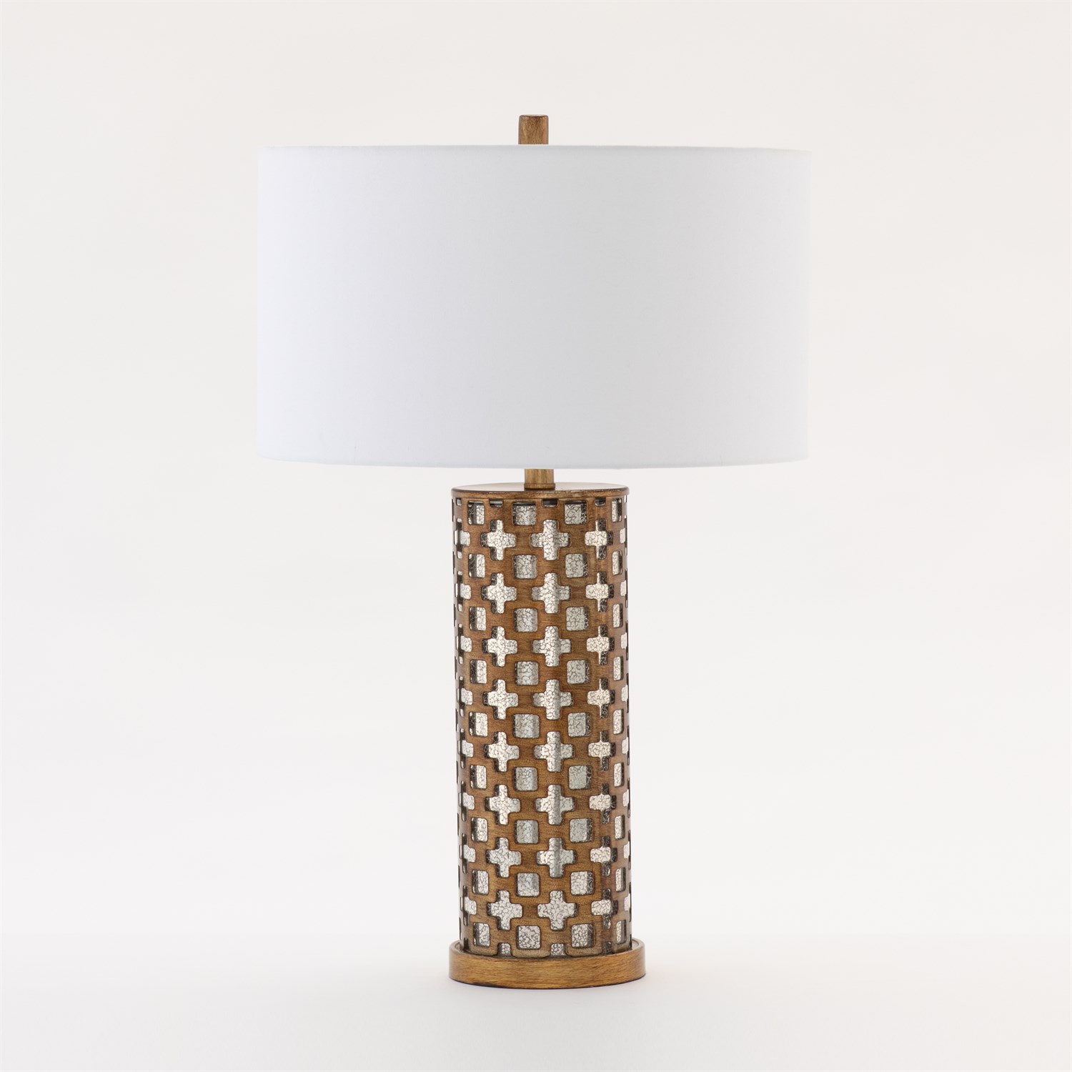 GEOMETRIC METAL AND GLASS TABLE LAMP-ANTIQUE GOLD