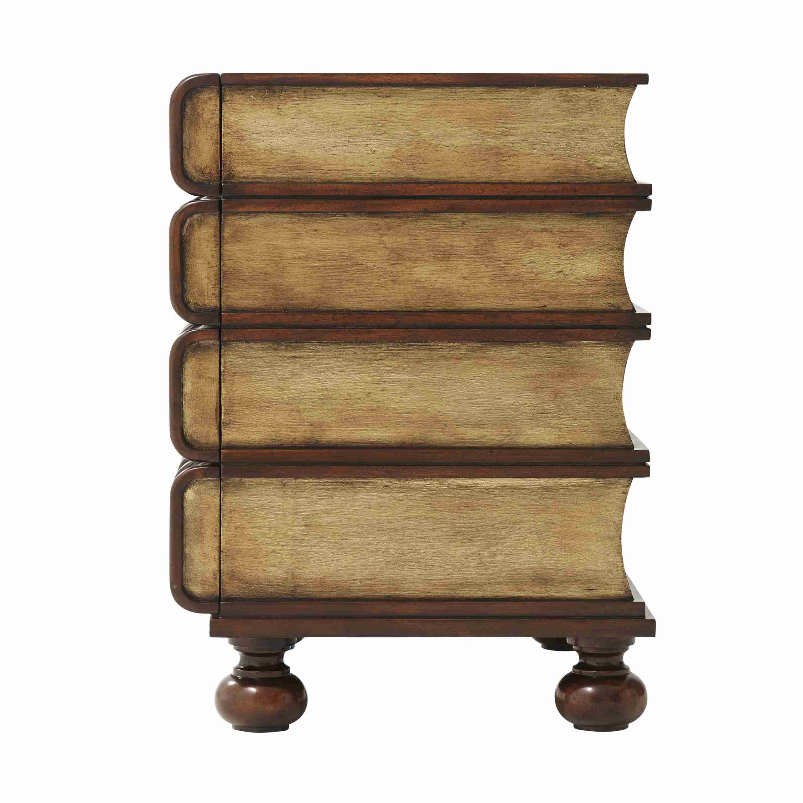 HAND CARVED AND GILT FAUX BOOK NIGHTSTAND