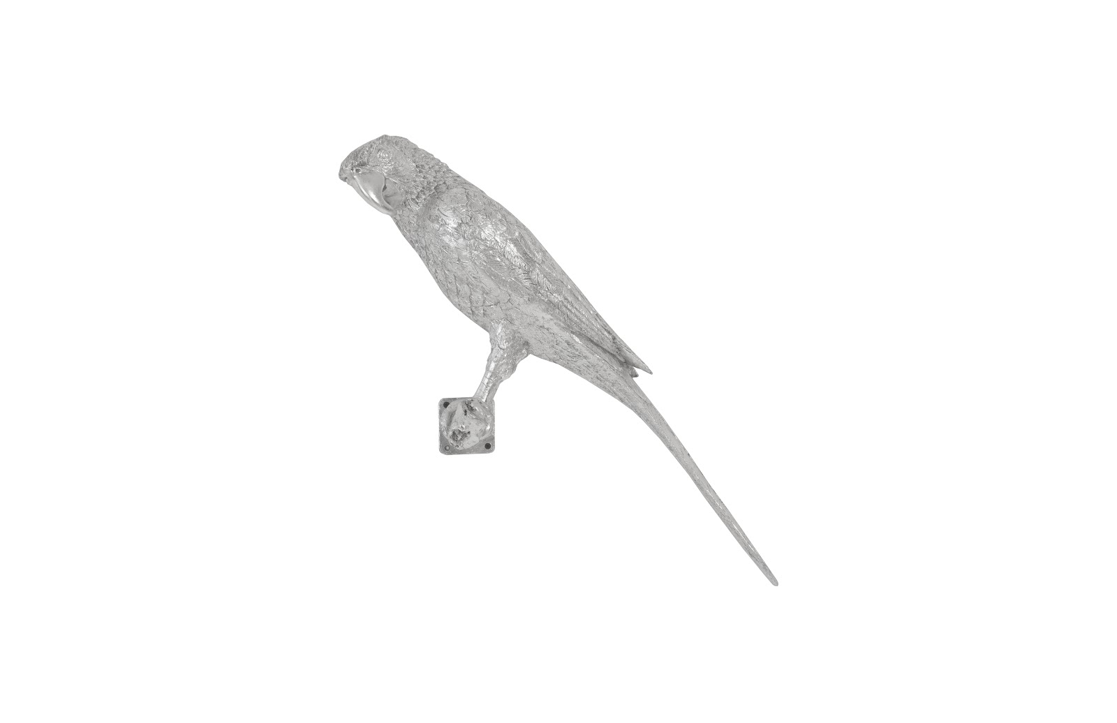 PARROT LOOKING LEFT WALL ART RESIN SILVER LEAF