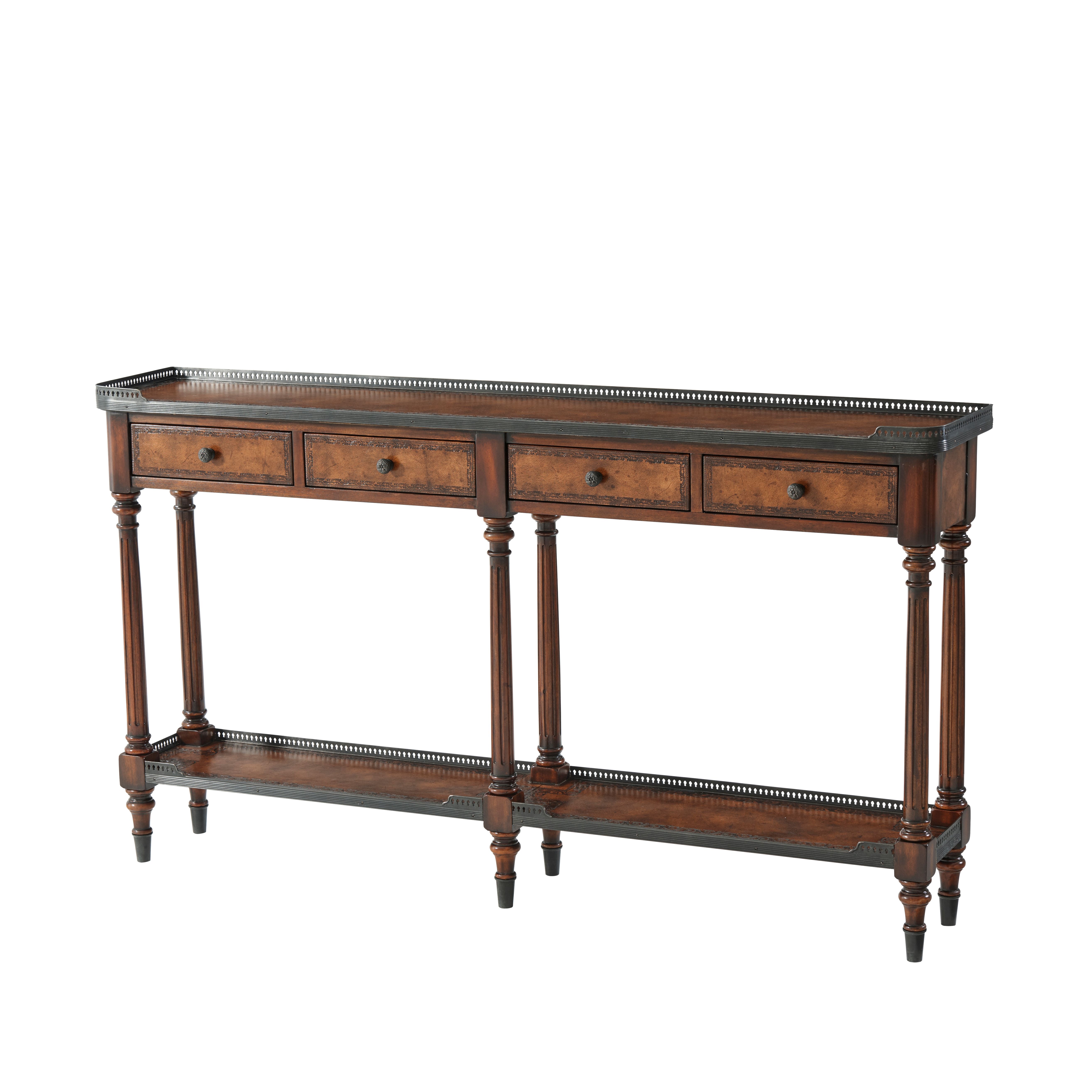 THE LOUIS XVI LEATHER CONSOLE TABLE