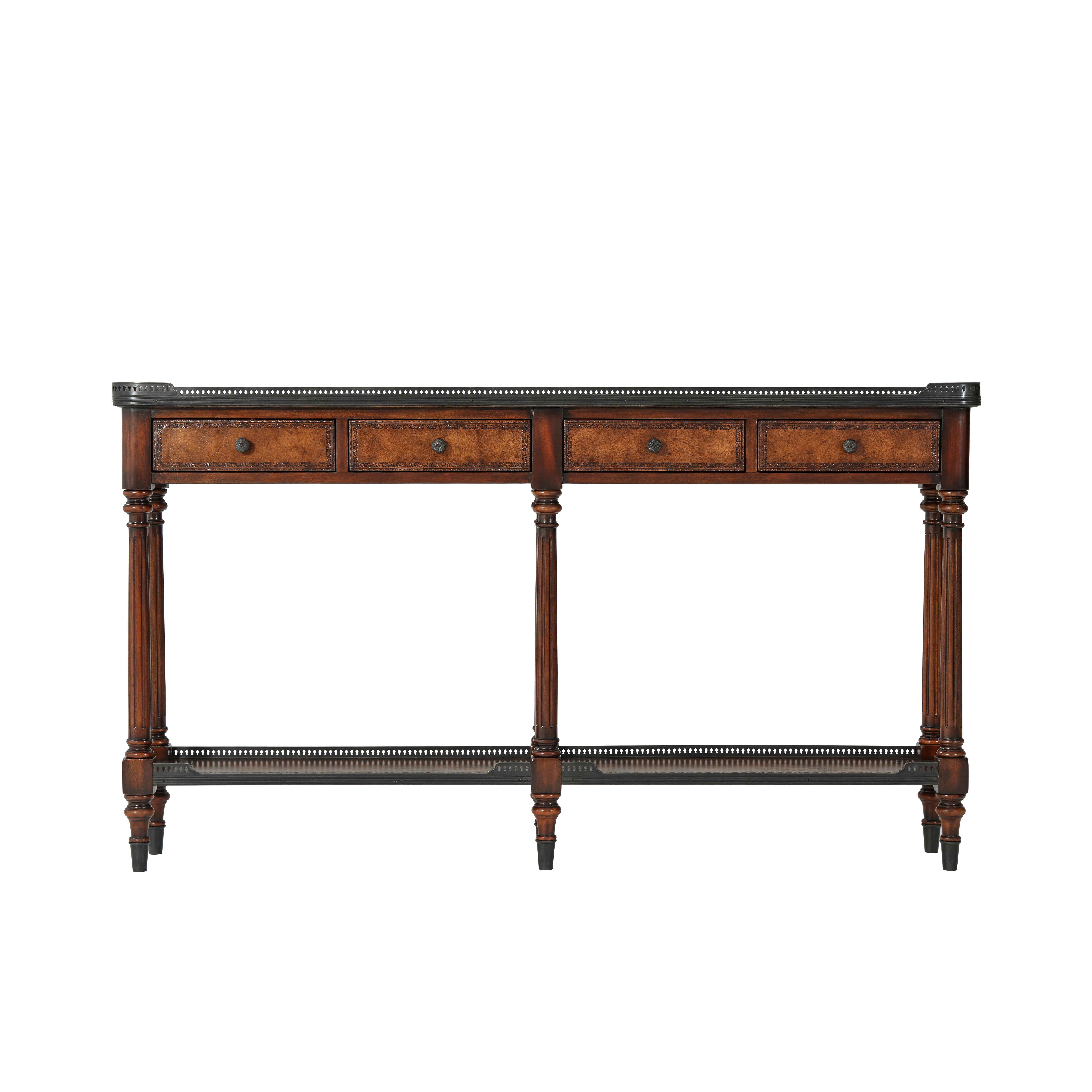 THE LOUIS XVI LEATHER CONSOLE TABLE