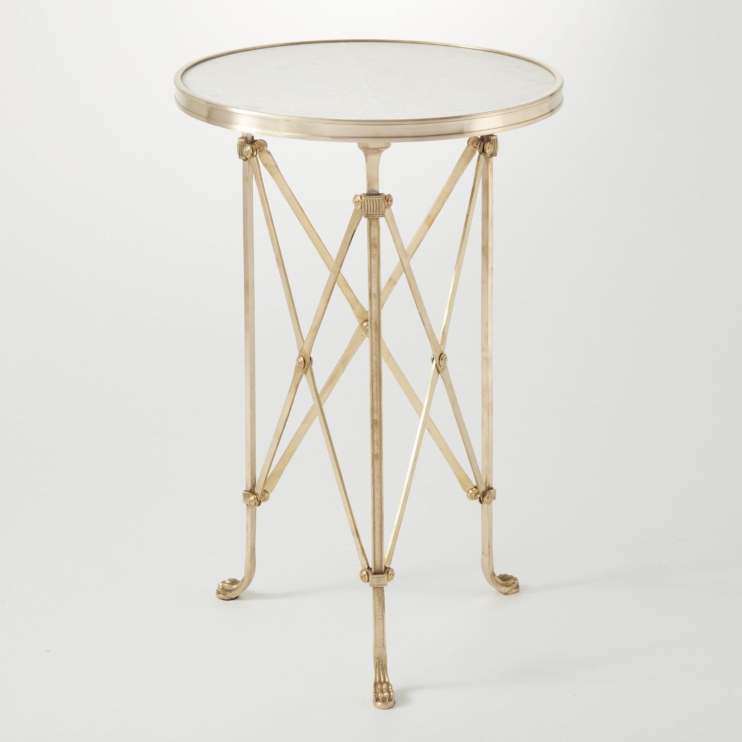 DIRECTOIRE TABLE-BRASS & WHITE MARBLE