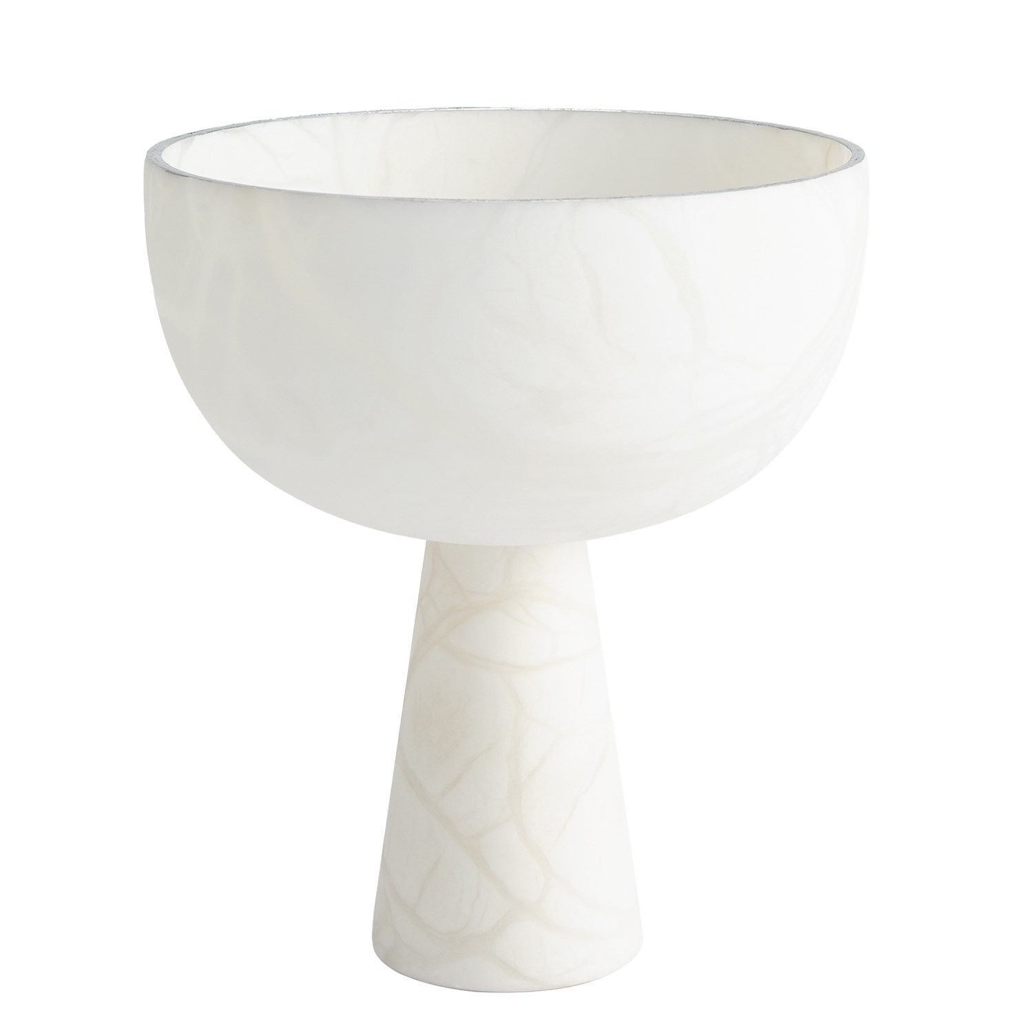 FOOTED ALABASTER BOWL W/SILVER